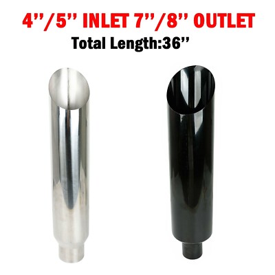 4'' /5'' Inlet 7''/8'' Outlet 36''Long Miter Cut Diesel Smoker Exhaust Stack SS
