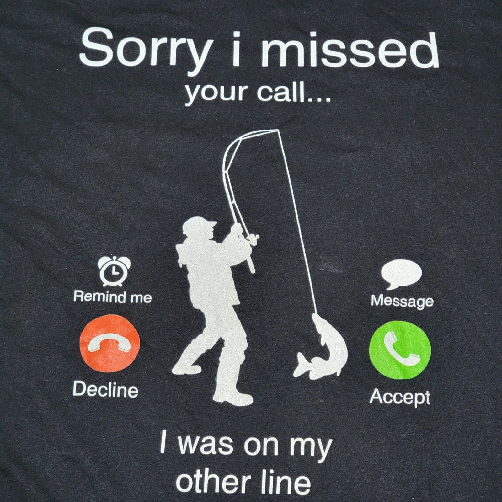 T shirt unisex Port & Co. SS nera pesca "..mancata la chiamata..sulla mia altra linea" XL