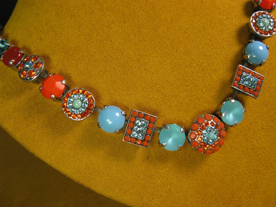 COLLAR JOYERÍA MARIANA CRISTALES SWAROVSKI MOSAICO AZUL ROJO TURQUESA Coral Foto 4 de 4