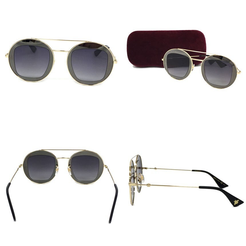 GUCCI Double Bridge Bee Sunglasses 47□27-145 Round Gradient GUCCI Double Bridge Bee Sunglasses 47□27-145 Round Gradient