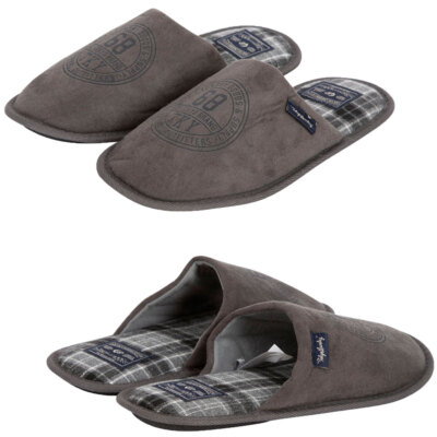Tokyo Laundry Mule Slippers Men's Warm Taylored Fleece Lined with Checked  Lining UK