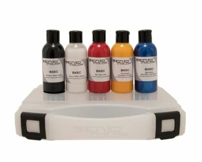 Bodypainting Farben Set Senjo Color Basic 5 x 75ml Grundfarben Airbrush + Pinsel