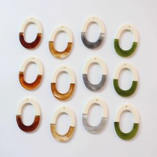 10pcs Acrylic Hollow Out Oval Pendants, Translucent Multicolor Oval Resin Charms