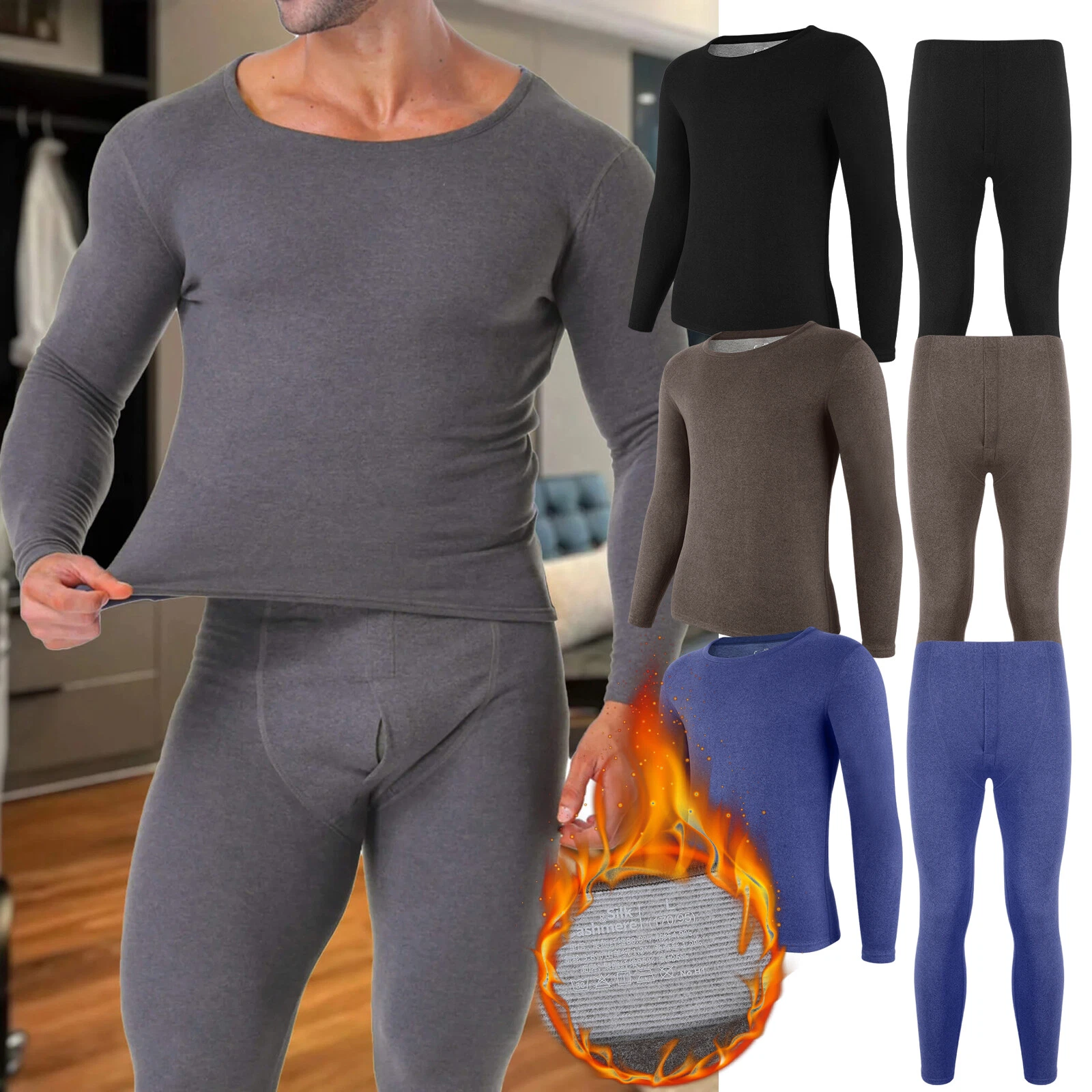 Mens Thermal Underwear Fleece Lined Long Johns Base Layer Cold Weather Warm Set
Opens in a new windo