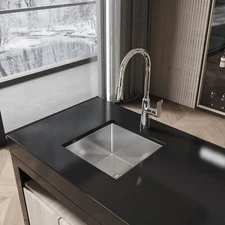 COZY Stainless Steel Kitchen Sink, 18" Undermount Single Bowl in Brushed Nickel