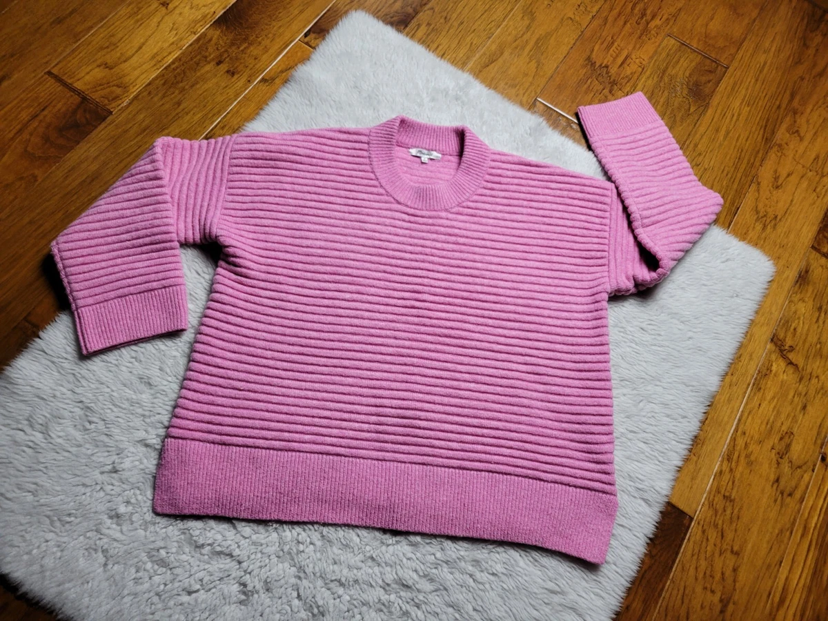 Madewell Elsmere Pullover Sweater Ribbed Knit Boxy Pink Womenu0026#039;s Medium  | eBay
