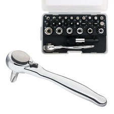 1/4 Mini Ratchet Set 28pcs Right Angle Screwdriver and Bit with Metric Socket...
