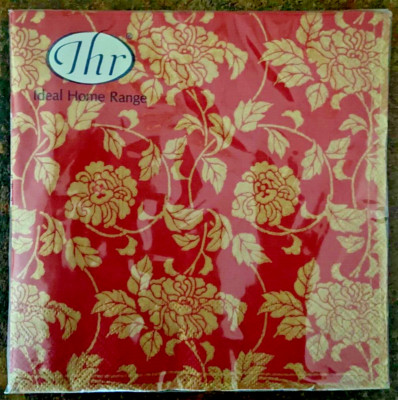 IHR  Servietten Tissue 3lagig 33x33 cm Bloom red gold Serviettentechnik