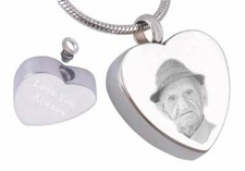 Engraved Heart Cremation, Urn, Ash Memorial Jewellery Pendant - FREE FUNNEL KIT