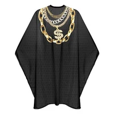 Barber Haircut Cape for Men with Dollar Chain Design Snap Closures