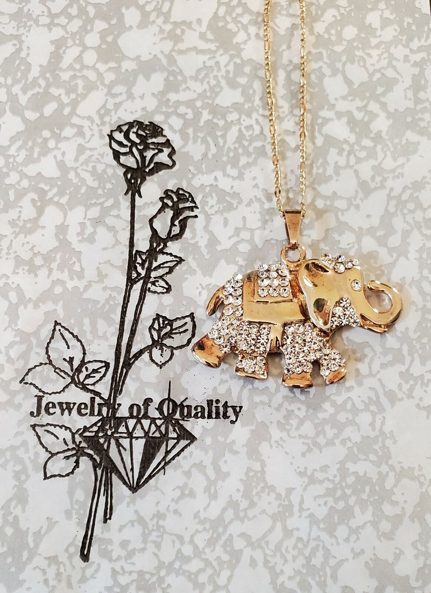 Brazilian Gold-Filled CZ Big Elephant Pendant | eBay