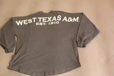  Spirit Jersey West Texas Oversize grinate Long Sleeve Back Graphic Top Sze S