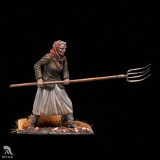 Woman with pitchfork WW2 54mm Painted Miniature Toy Soldier Pre-Sale  Art Level