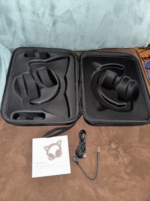 Brookstone Cat Ear Headphones Zipper Case, Cords, Owners Manual No Headphones FS