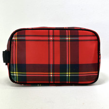 Avon Makeup Case Red Plaid Dopp Kit Zipper To...
