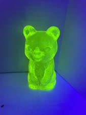 Uranium Vaseline Glass Bear Figurine Glows