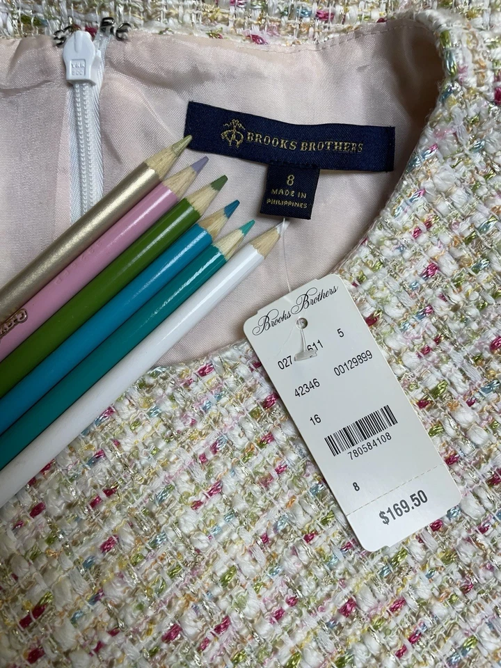 NUEVO Vestido Brooks Brothers Talla 8 Se Ajusta Como 6 Boucle Silencioso Traje de Lujo Separado Foto 2 de 4