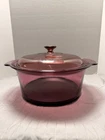 Vintage Vision Cranberry  5L Dutch Oven Corning Ware Glass Pot w/ Pyrex Lid USA