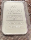 USA ASAHI 1 oz Fine Silver (999) Bullion Bar  Ser  $A085578