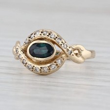 0.65ctw Blue Sapphire Diamond Ring 14k Yellow Gold Size 6.5