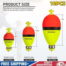 10PCS Weighted Fishing Bobbers Snap-on Spring Bobbers Push Button Floats EVA 