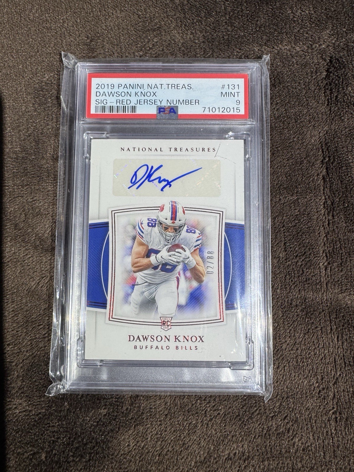 Dawson Knox Panini National Treasures #131 Signature-Red Jersey Number