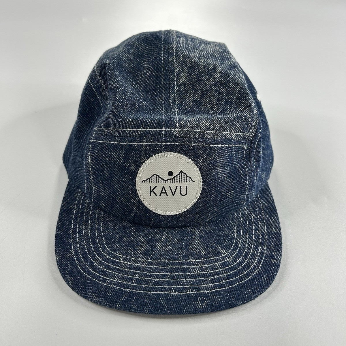 KAVU Denim Strapback Hat Blue Cotton Camp Cap Outdoor Adjustable