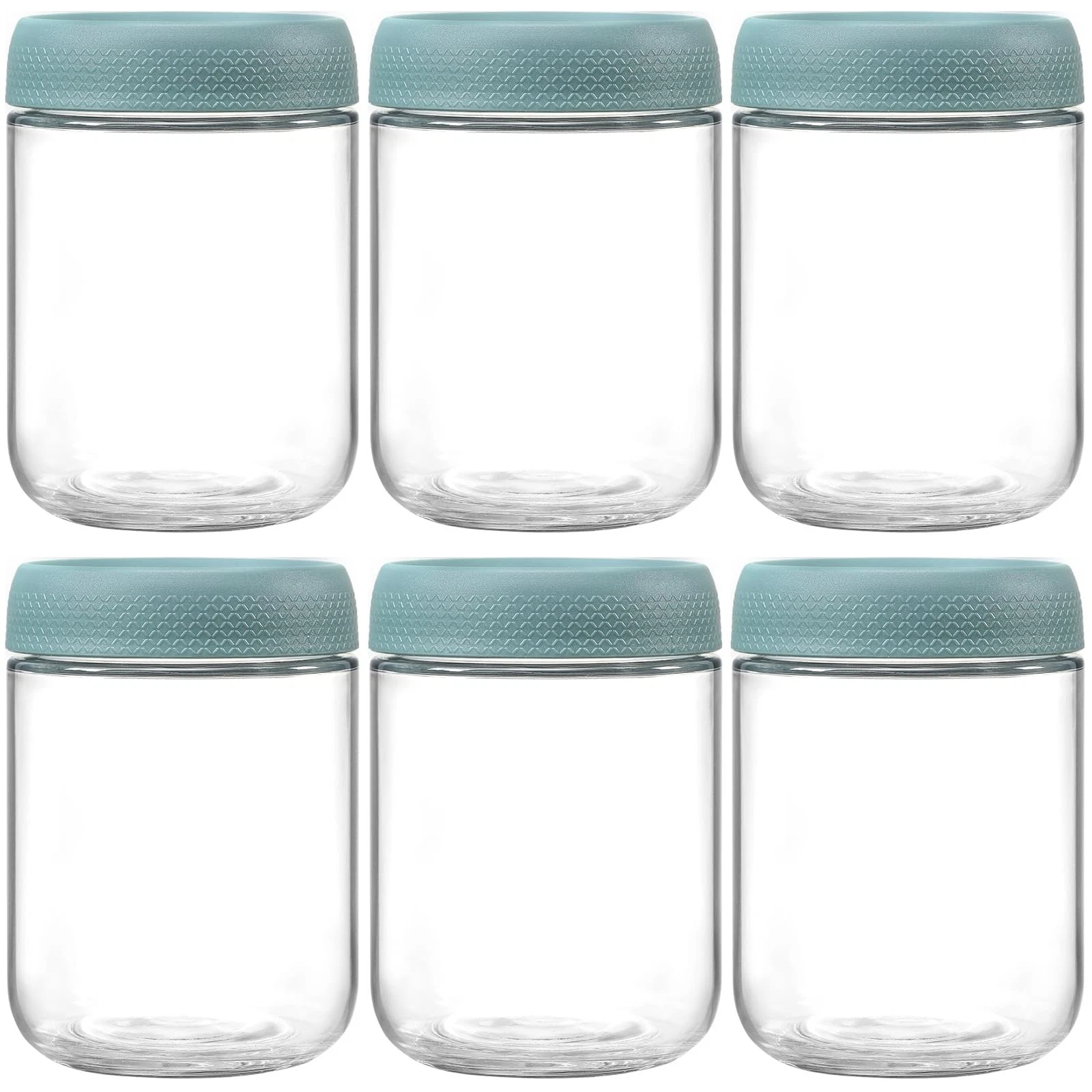 6-pack 16oz Glass jars with Airtight Lids, Overnight Oats Containers with Lid...