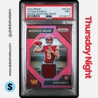2024 PANINI PRIZM #RG-JDS JAYDEN DANIELS ROOKIE GEAR PINK JERSEY RC PSA 9