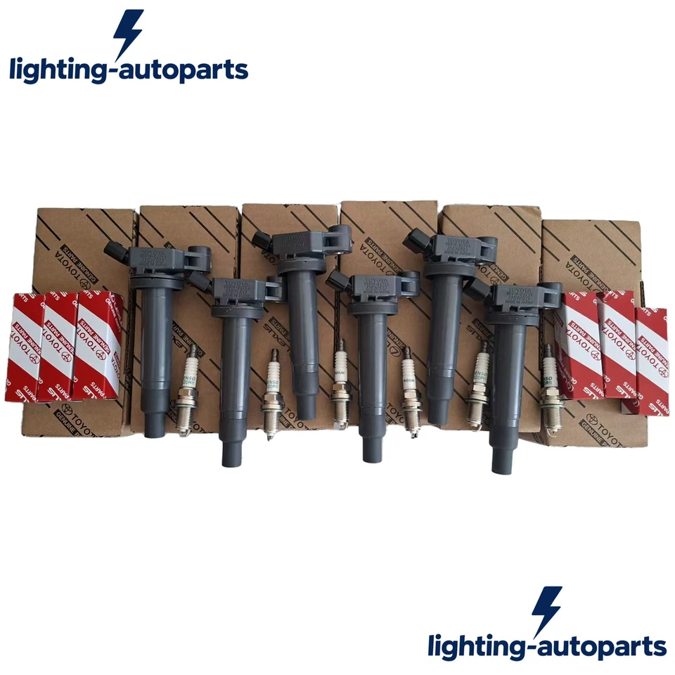 NEW 6PCS Igintion Coils 90919-02234 & Spark Plugs 90919-01210 For Toyota Lexus Foto 2 de 4