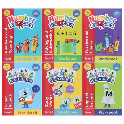 Numberblocks and Alphablocks Red Level 1 6 Workbooks Set With Fun