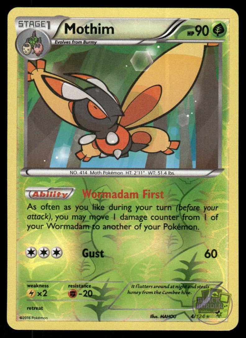 Mothim 4/124 Rare Fates Collide Pokemon Reverse Holo LP