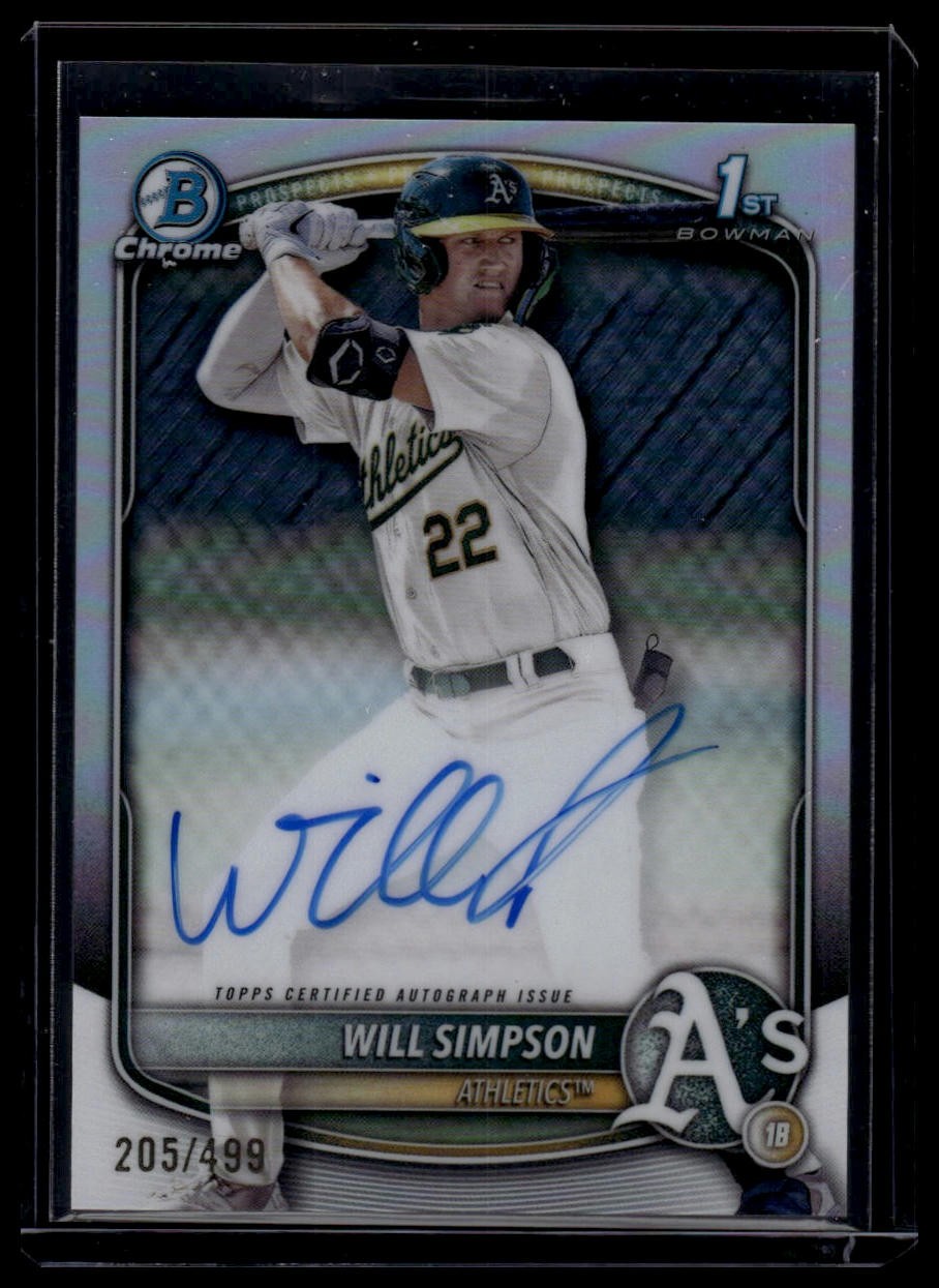 2025 Bowman #CPA-WSI Will Simpson Chrome Prospect Autographs Refractor #/499