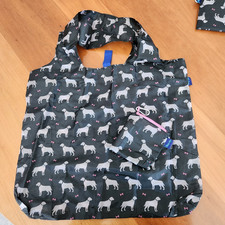 Bolso de Mano Reutilizable Rockflowerpaper "Dogs Black" Azul - Plegable Ecológico