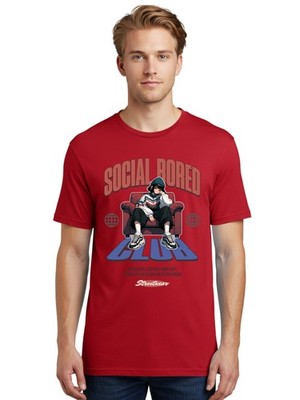 Social-Bored-Club Mens Graphic Tee, 100% Cotton, Casual Summer Wear