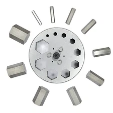 Hexagonal Shape Disc Cutter with Set of 10 Punches Size 4mm-31mm