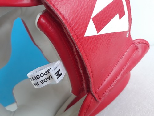 TITLE Boxing Full Face Training Headgear Composition: Leather Red/White ~ Size M - Picture 19 of 20