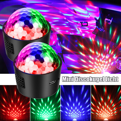 2x AKKU Wiederaufladbar LED Discokugel RGB Bühnenlicht Partylicht Musiksensor DJ