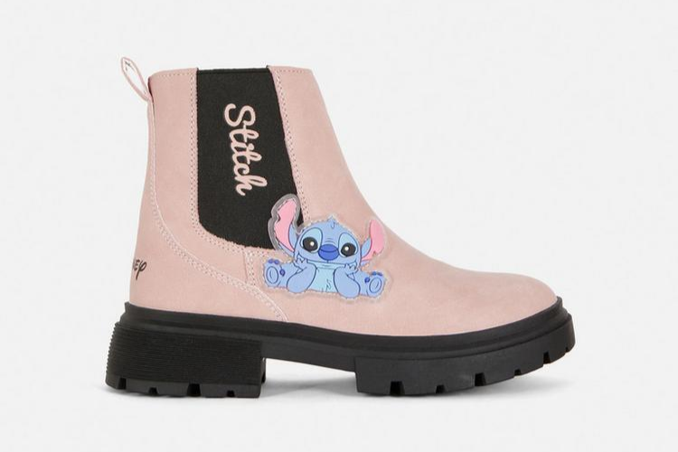 Lilo Stitch Chelsea Boots High Top Pink Faux Suede UK