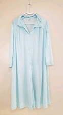 Vtg Vanity Fair Women XL House Coat Robe Lightweight Blue Floral Embroidery