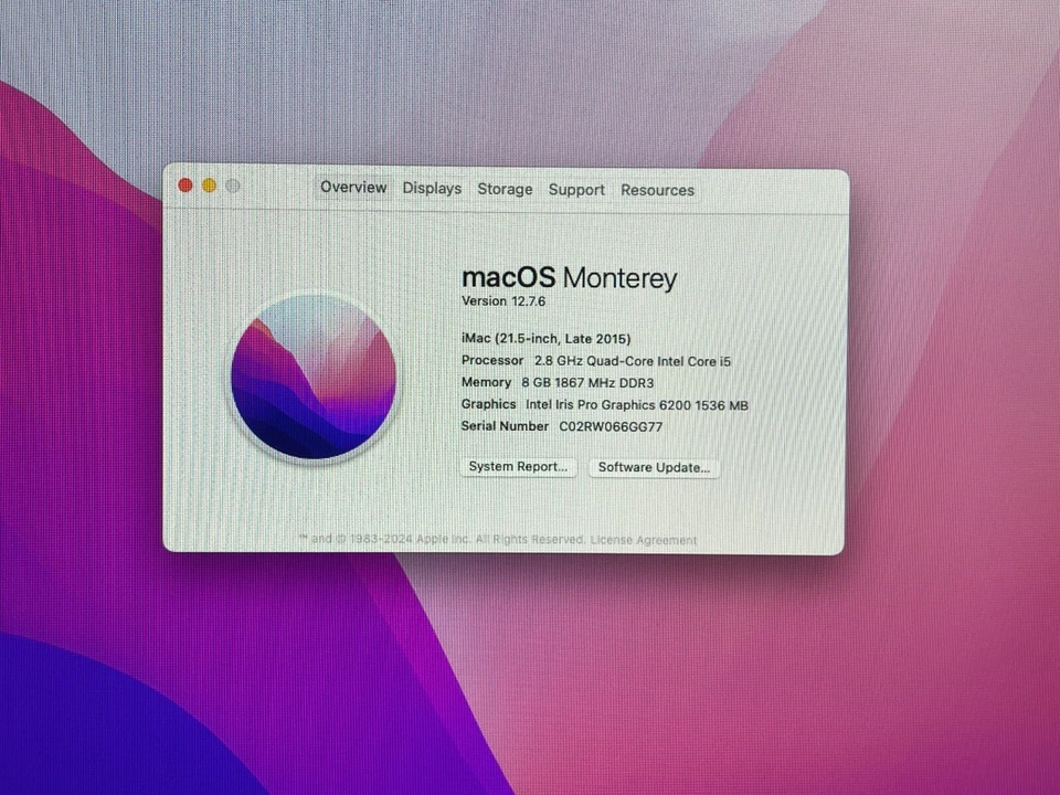 2015 Apple iMac 21.5" Desktop - Core i5 2.8GHz - 8GB - 1TB - macOS Monterey - Image 4 of 4