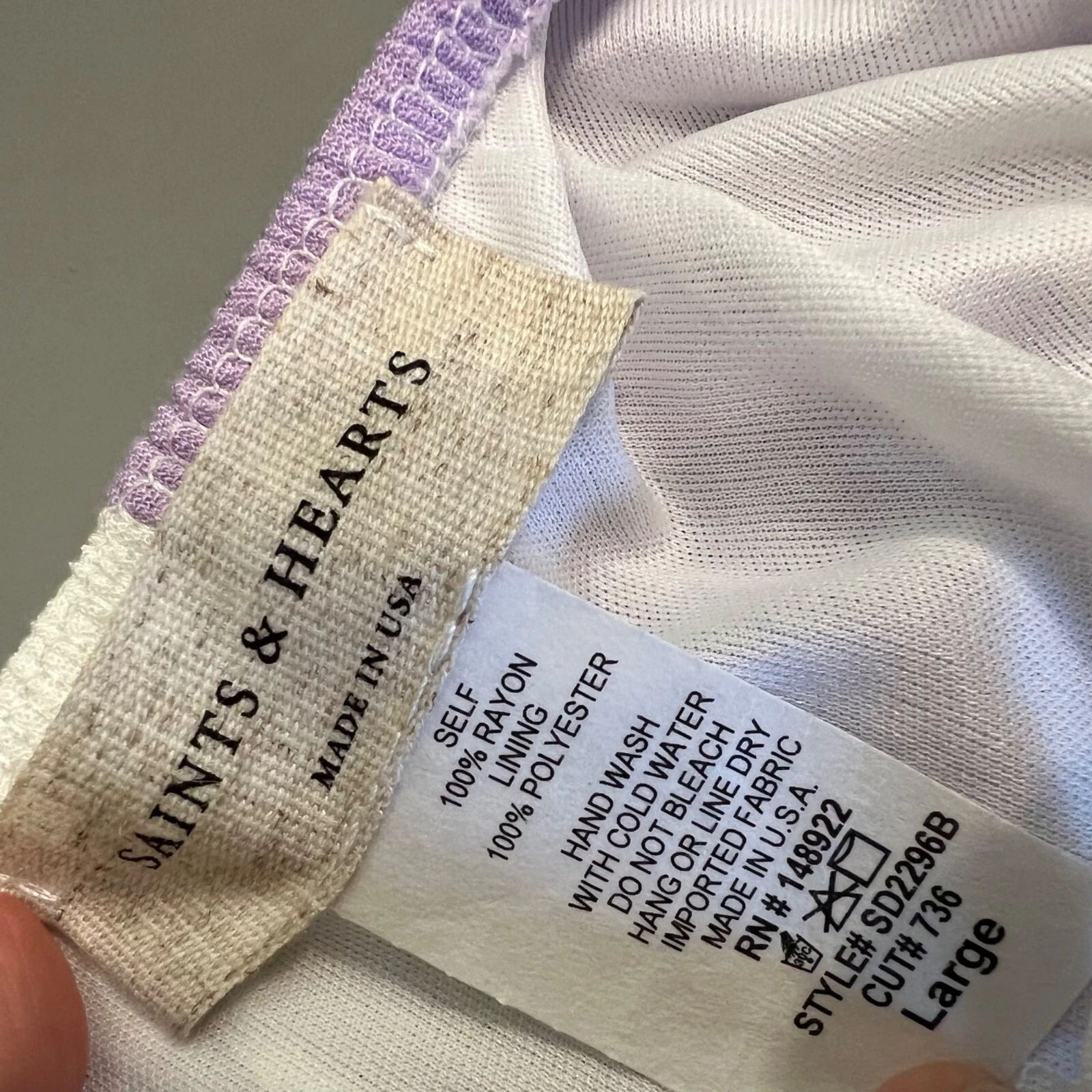 OFF WHITE Abito swing Saints & Hearts bianco sporco lilla taglia media nuovo con etichetta