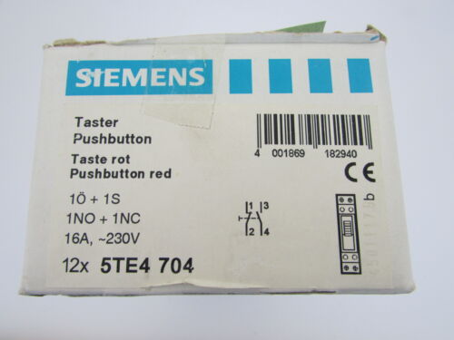 Poussoir bouton-poussoir Siemens rouge 5TE4 704 16A 230V 1 broche NEUF #66 - Photo 1/1
