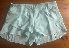 CALIA Women's Stay The Path Petal Hem Shorts, Aqua, XL