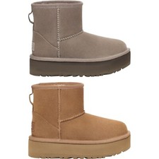 UGG Big Kids CLASSIC MINI PLATFORM 1143700K CHESTNUT Suede Slip On Boots 13C-6Y