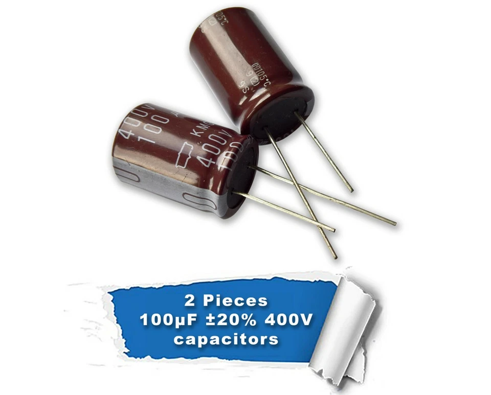 2psc Nippon Chemi-Con 100uF 400V radial electrolytic capacitor