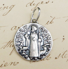 Medalla de San Benito estilo Art Deco - réplica antigua de plata de ley