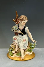 Capodimonte IPA  Girl With Flowers Sitting with  a Bouquet & Picking Flowers