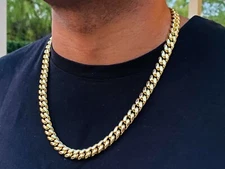 Mens 14k gold Thick Miami Cuban Link Choker necklace chain Gold Finish 10mm 22"