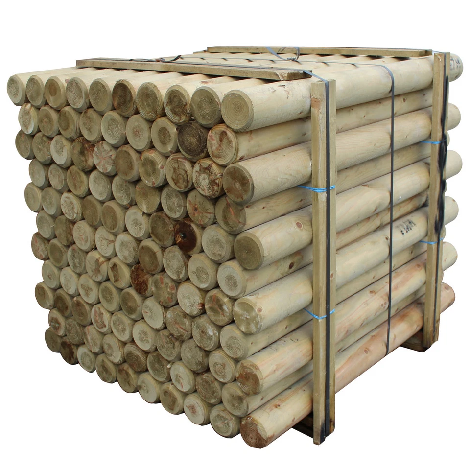 1.2m Bollards 4 Pack of Wooden Post Extra Thick Decorative Treated Timber - Image 2 of 4